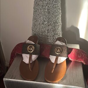 Michael Kors Brown and Gold Sandals